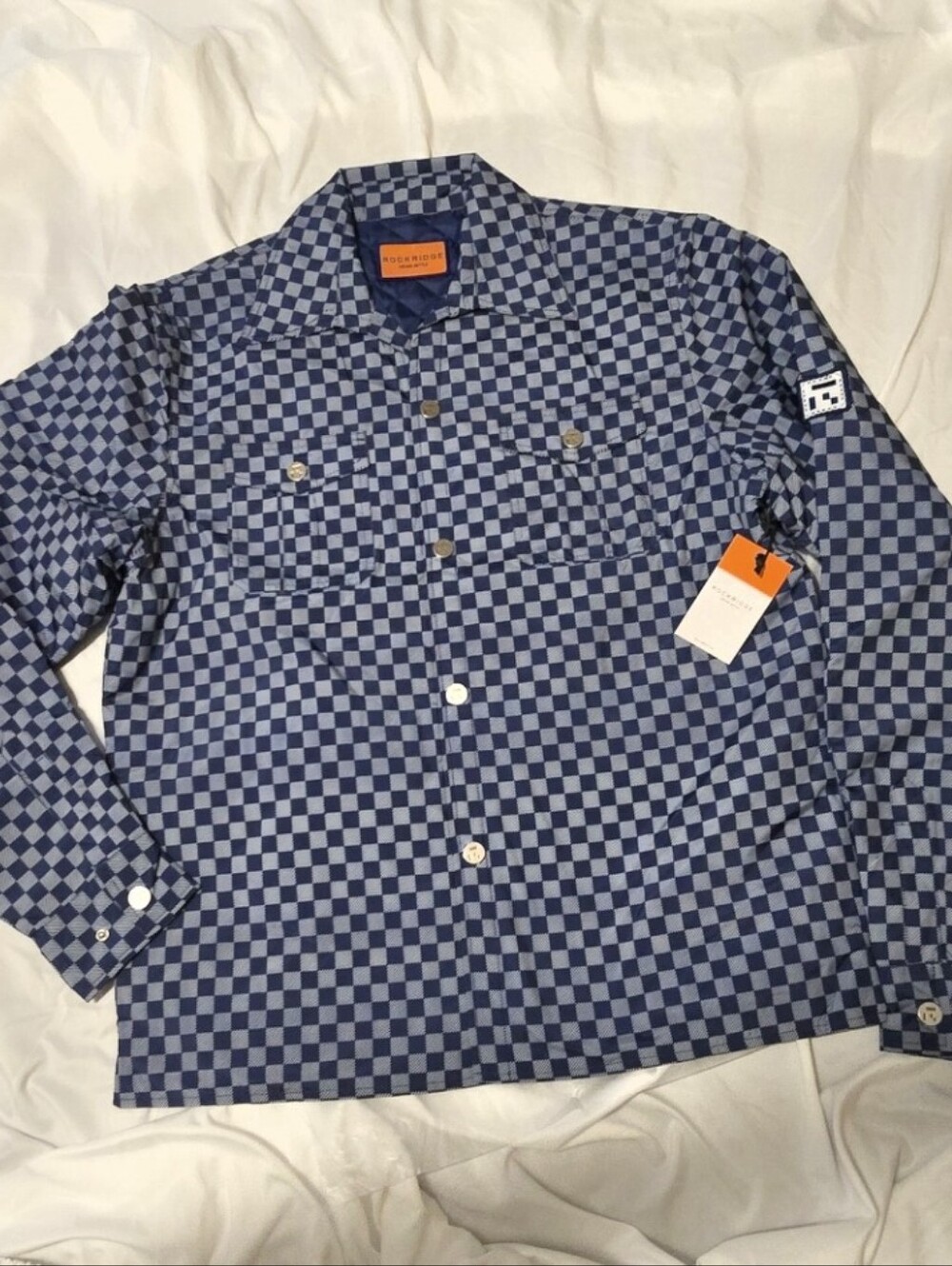 NEW! Rockridge Quilted Jacket In Blue Checker Pattern Size LARGE